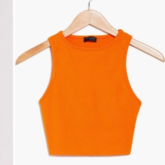 Naked Wardrobe Rib Knit Crop Tank Top orange M - Picture 3 of 3